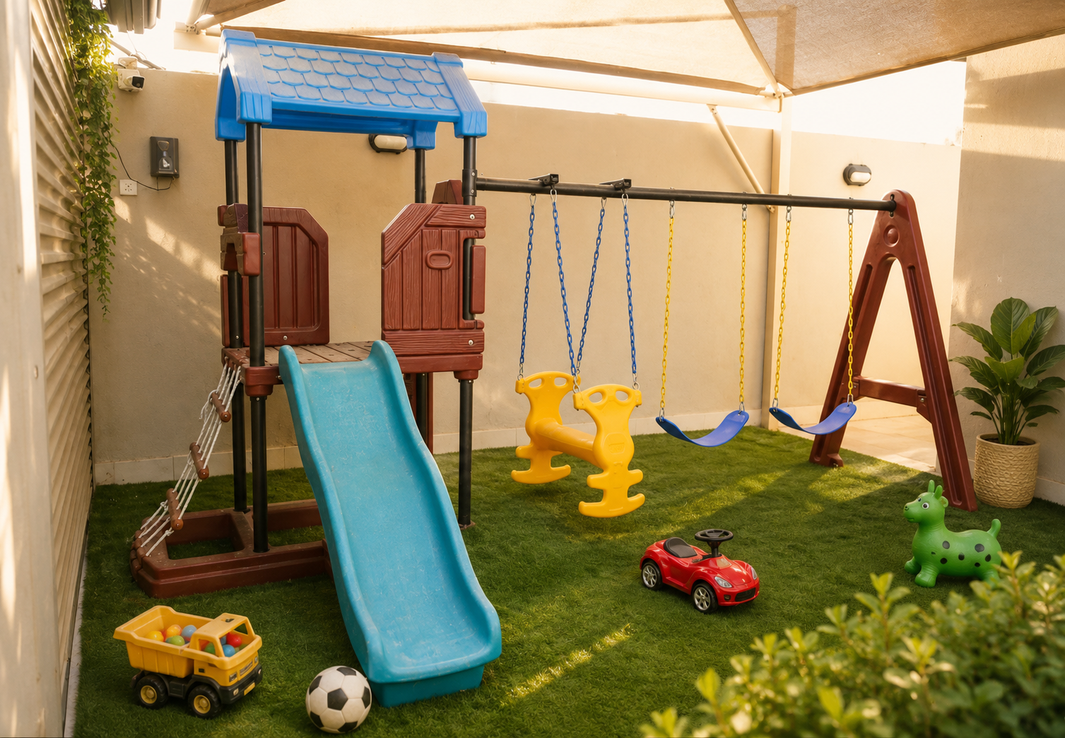 Outdoor playground area at Maker Fingers Center