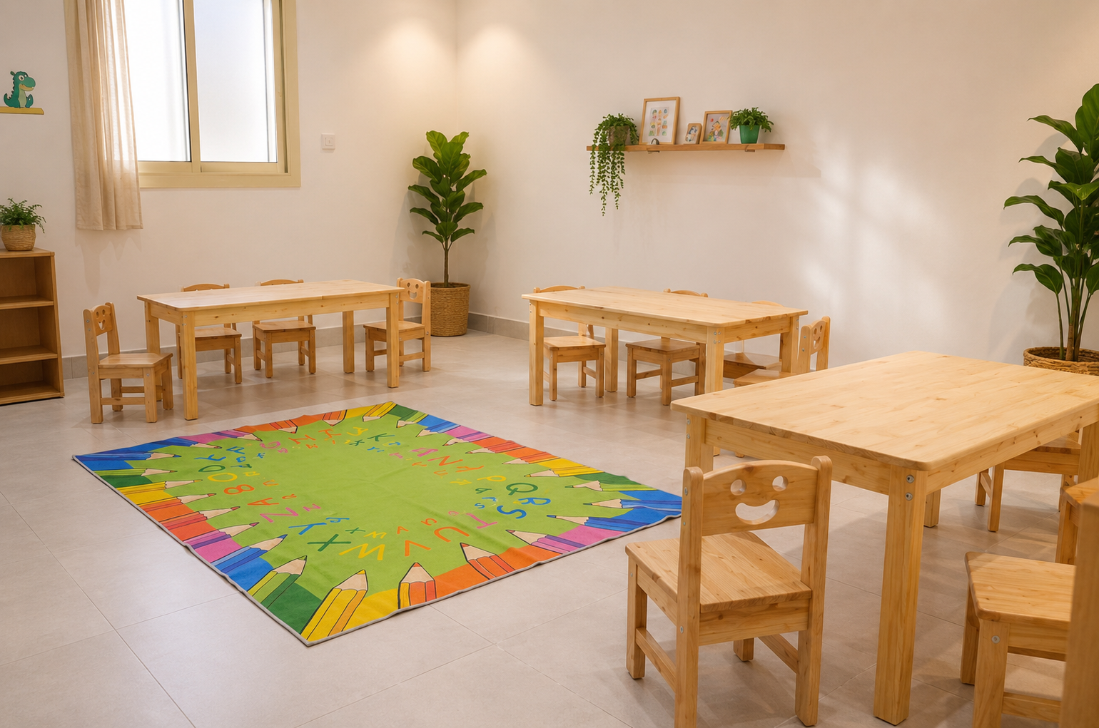 STEM learning area with building blocks at Maker Fingers